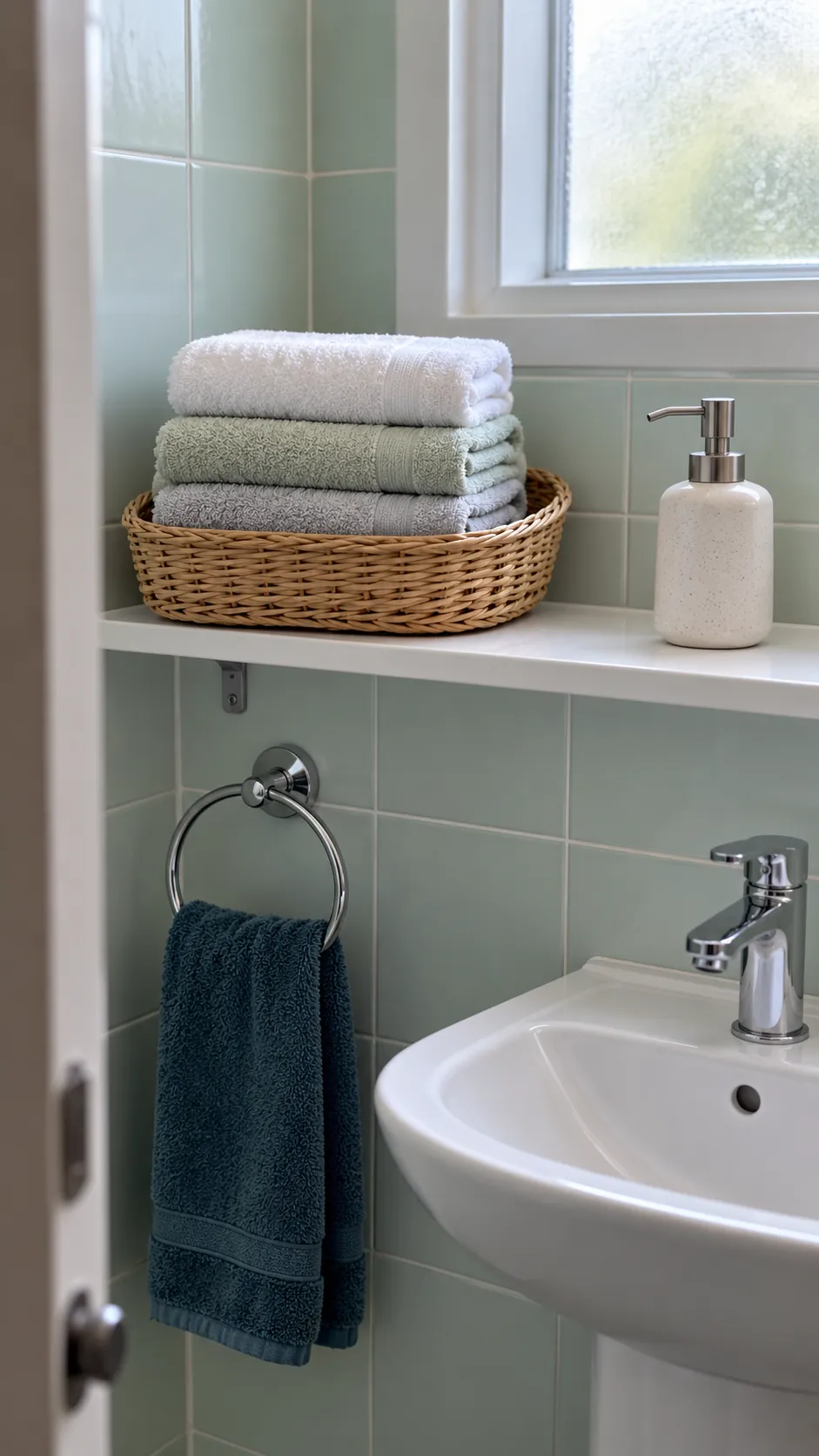 Clean guest towels during apartment Thanksgiving preparation