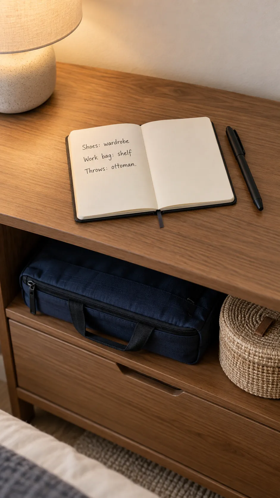 Household return note during apartment Thanksgiving preparation