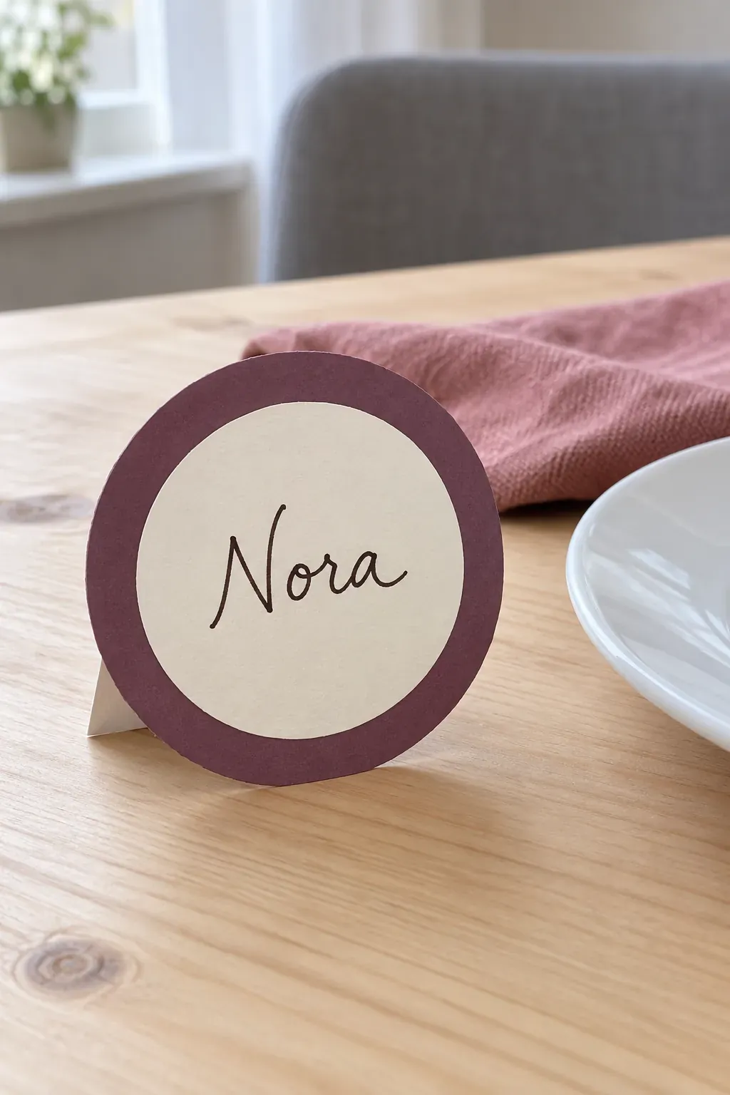 Handmade Thanksgiving place card with layered circle name cards
