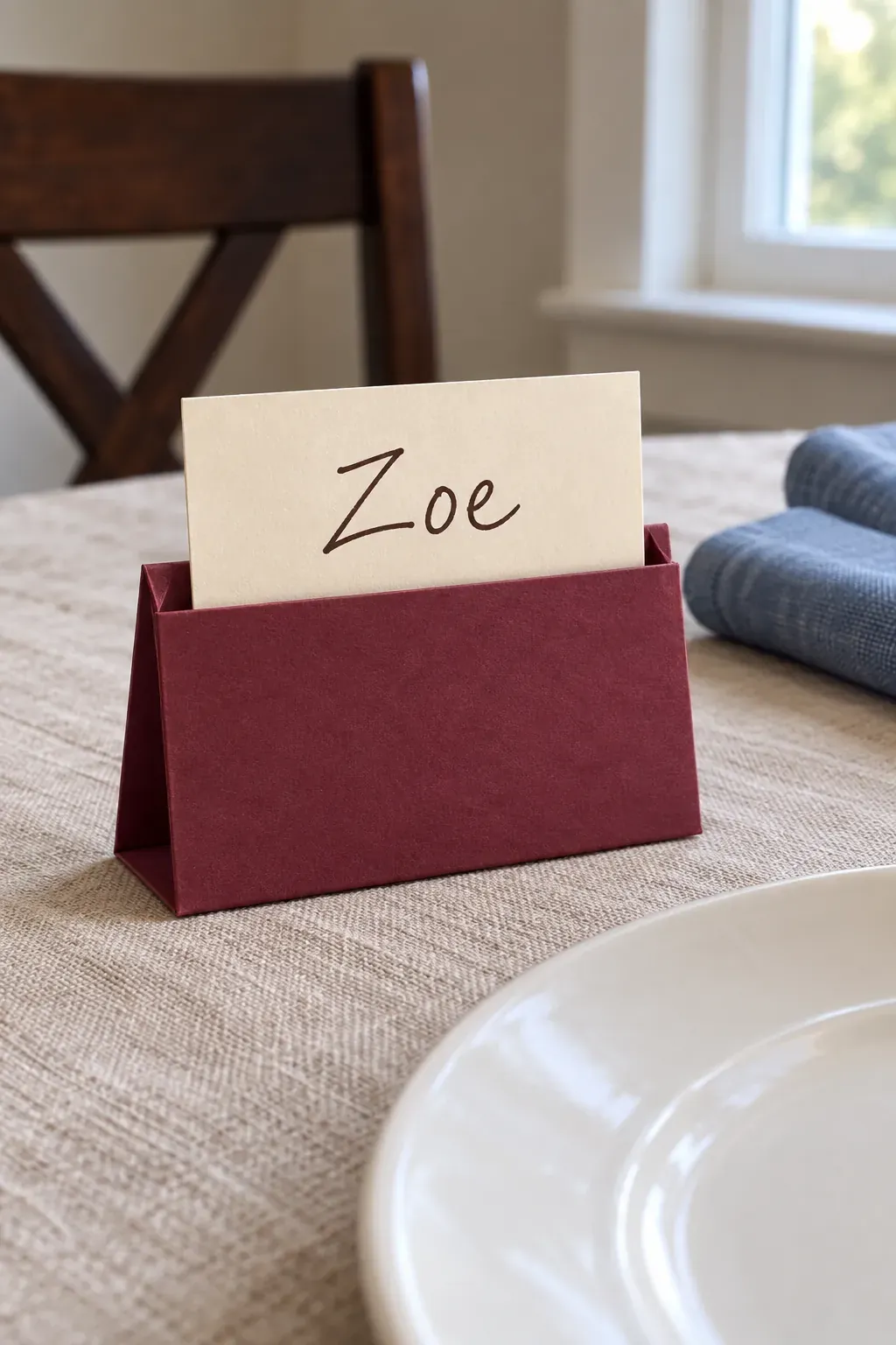 Handmade Thanksgiving place card with folded pocket cards with removable names
