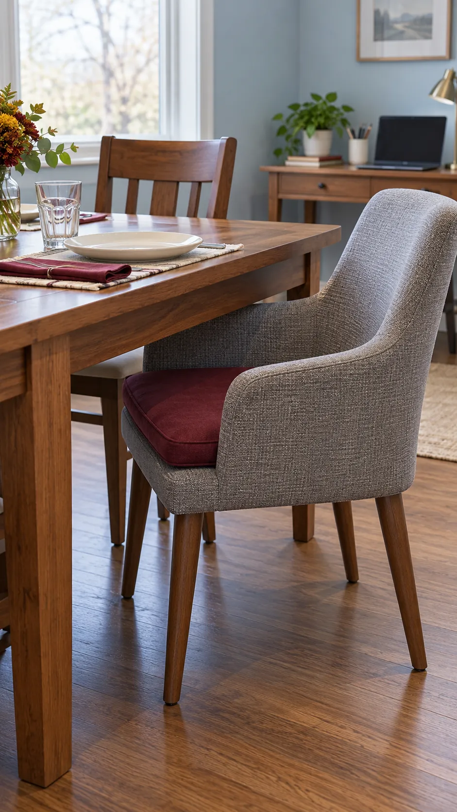 Compatible desk chair used as an extra Thanksgiving dining seat