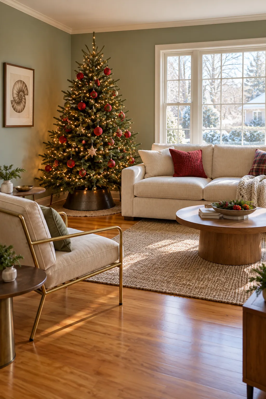 Christmas tree layout: relocate one accent chair to free a full corner