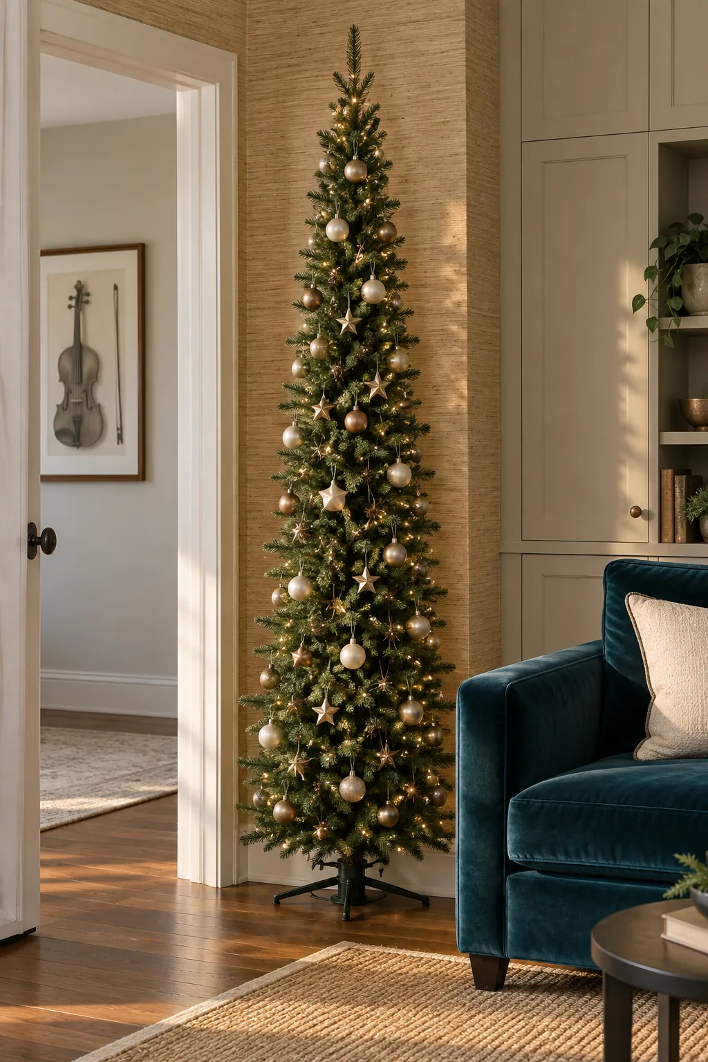 Christmas tree layout: put a pencil tree on a narrow wall pier