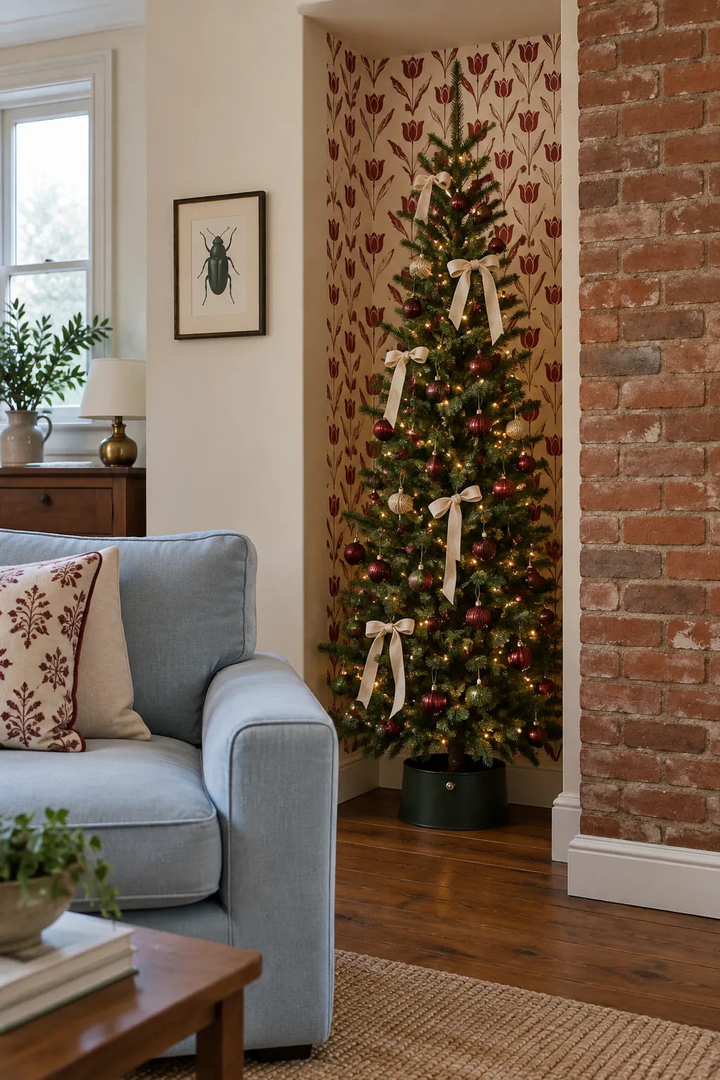 Christmas tree layout: use a shallow recess with a narrow tree