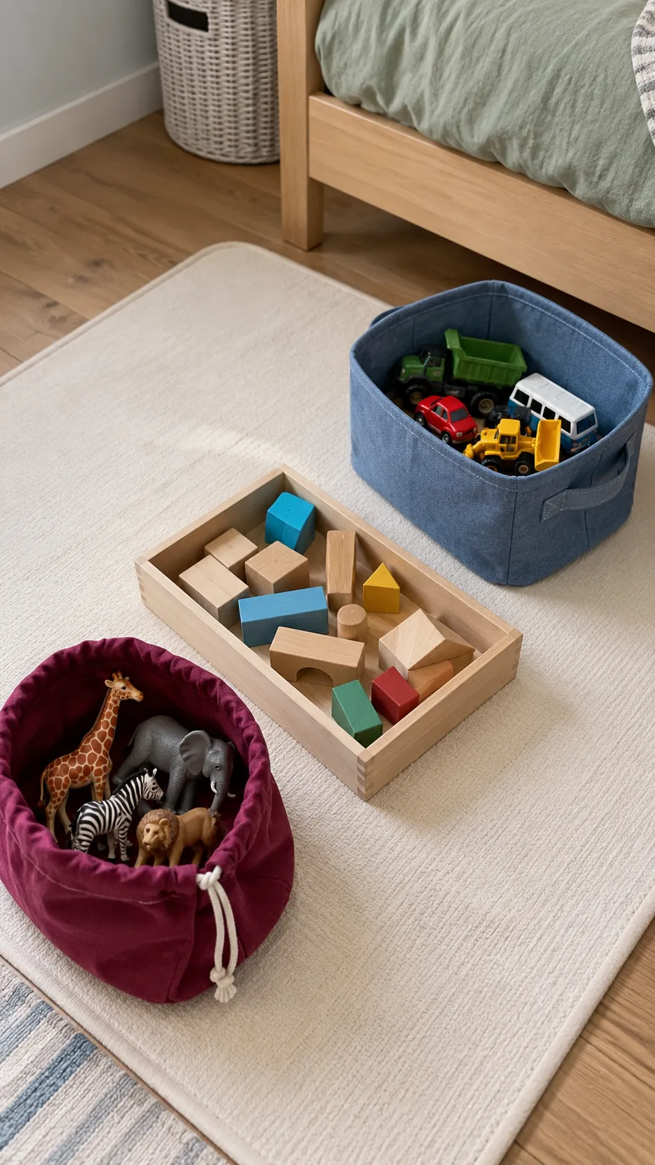 Separate toy collections and shared play storage