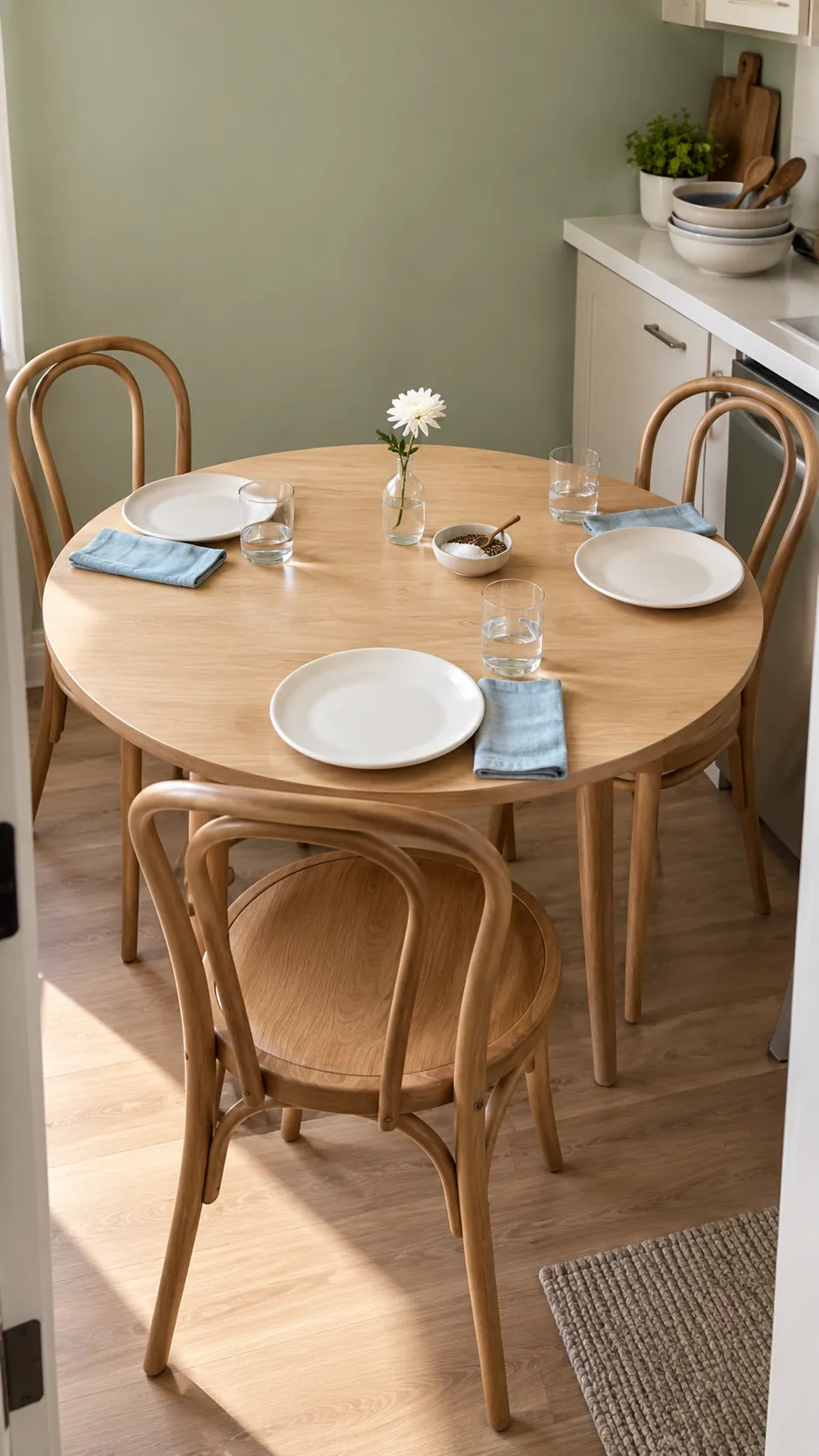 Thanksgiving tablescape featuring a small round table with an open center