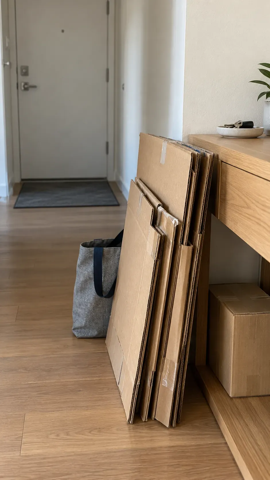 Shipping cartons with no planned reuse during a small apartment reset