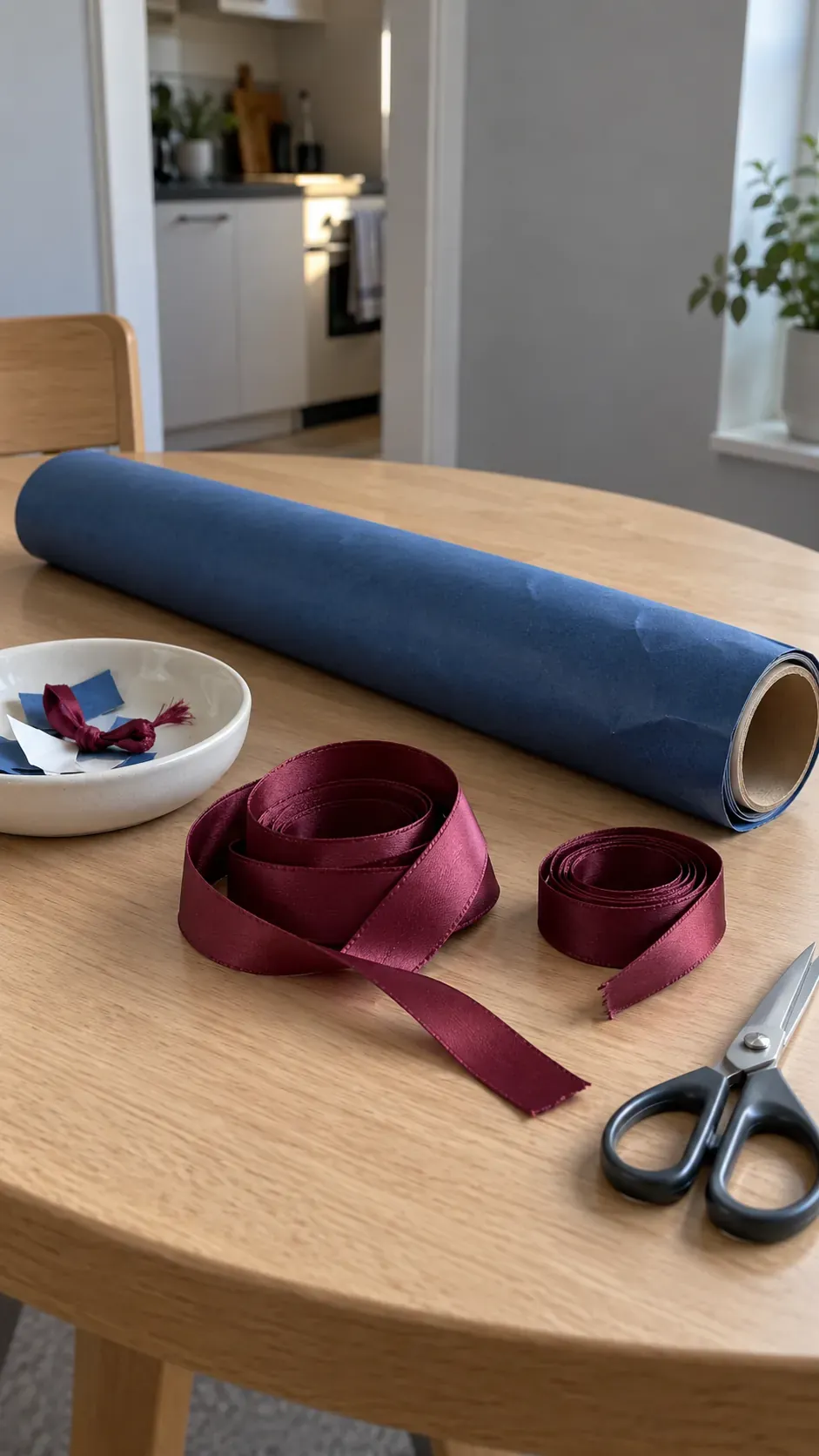 Unwanted gift wrapping scraps during a small apartment reset