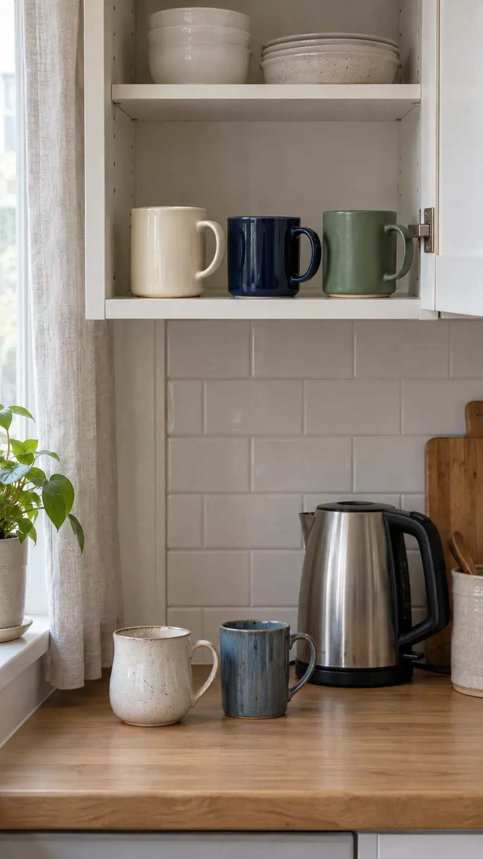 More mugs than your household uses during a small apartment reset