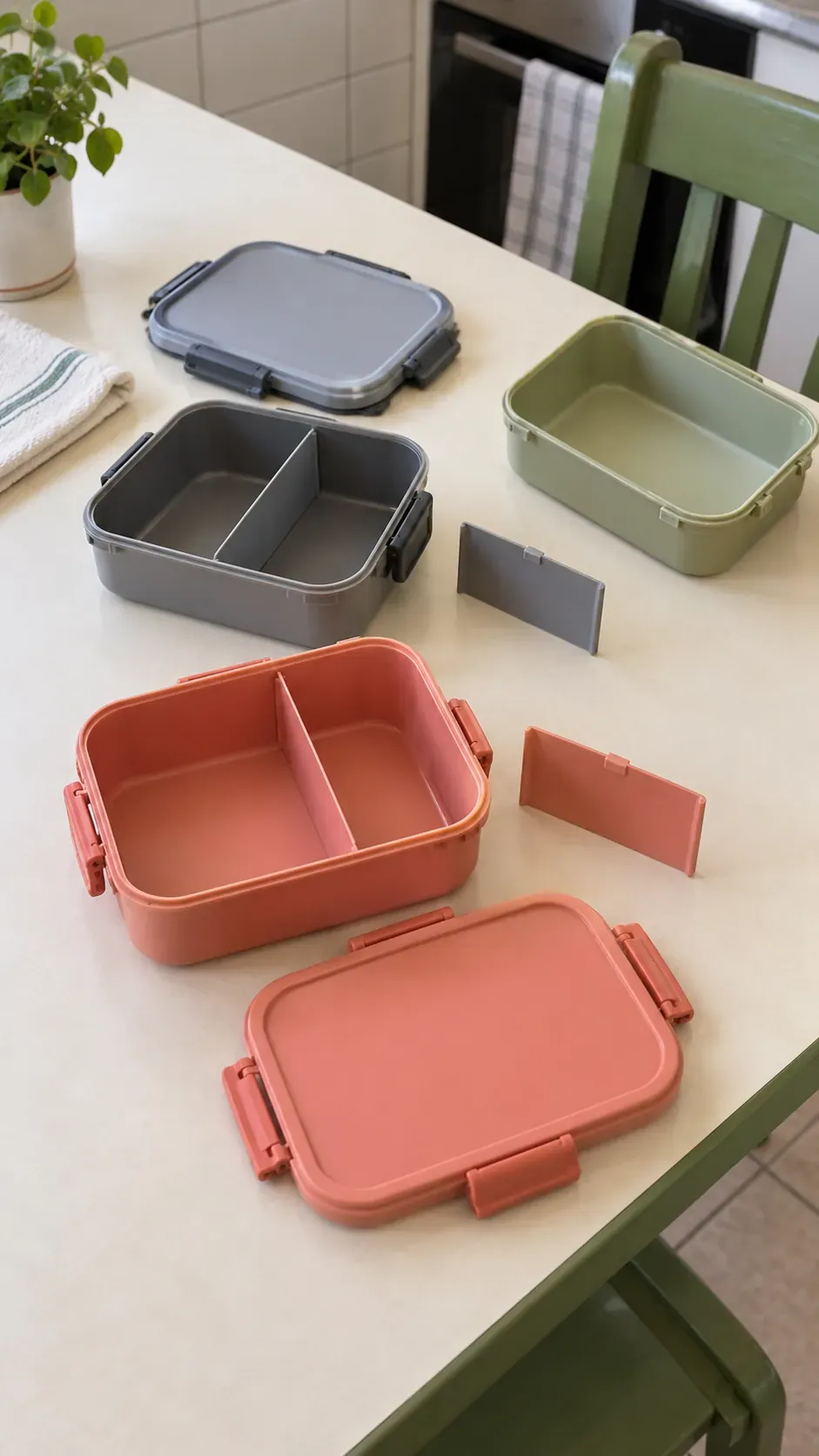 Lunch boxes missing essential parts during a small apartment reset
