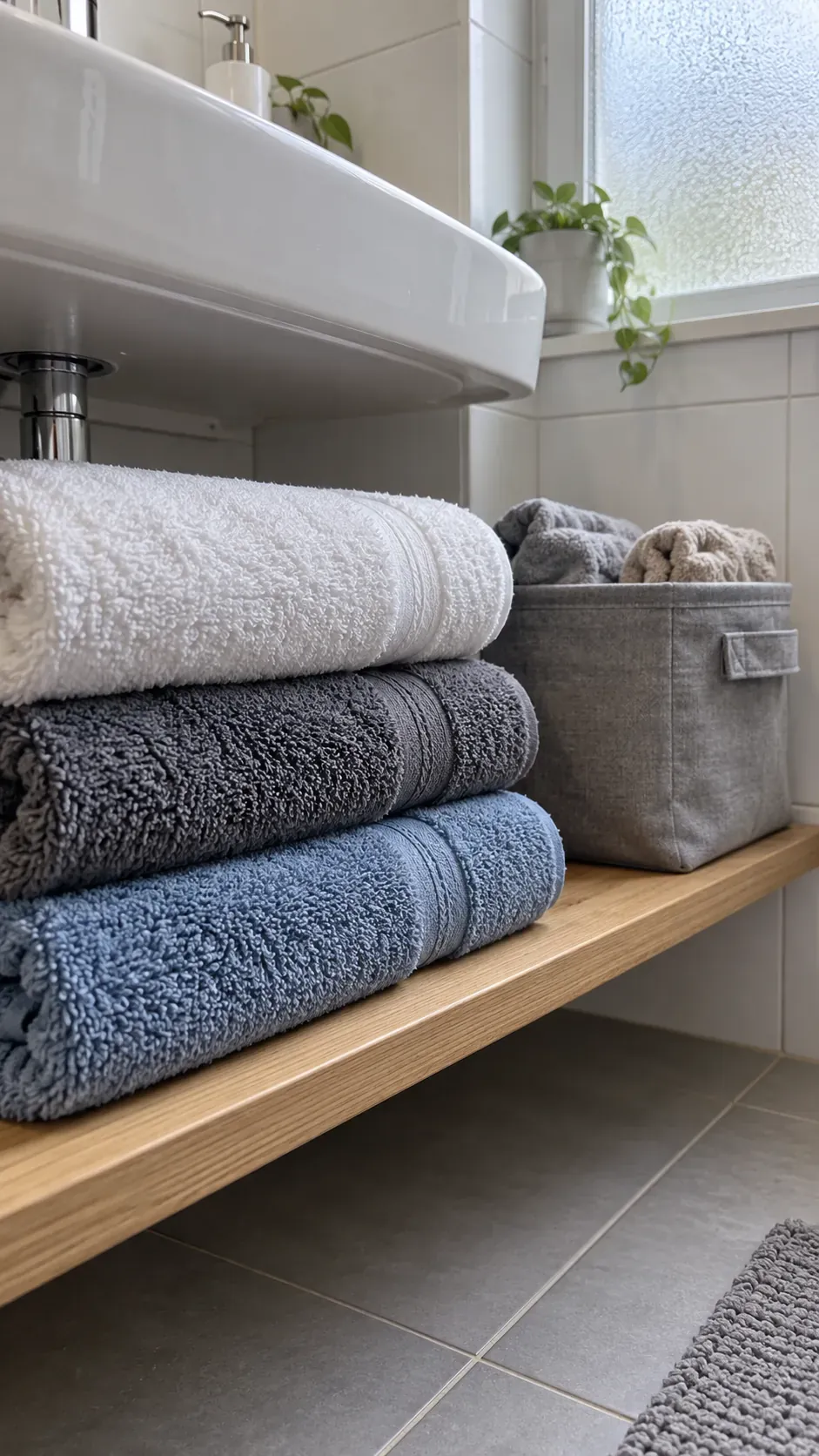 Worn towels that no longer suit the household during a small apartment reset
