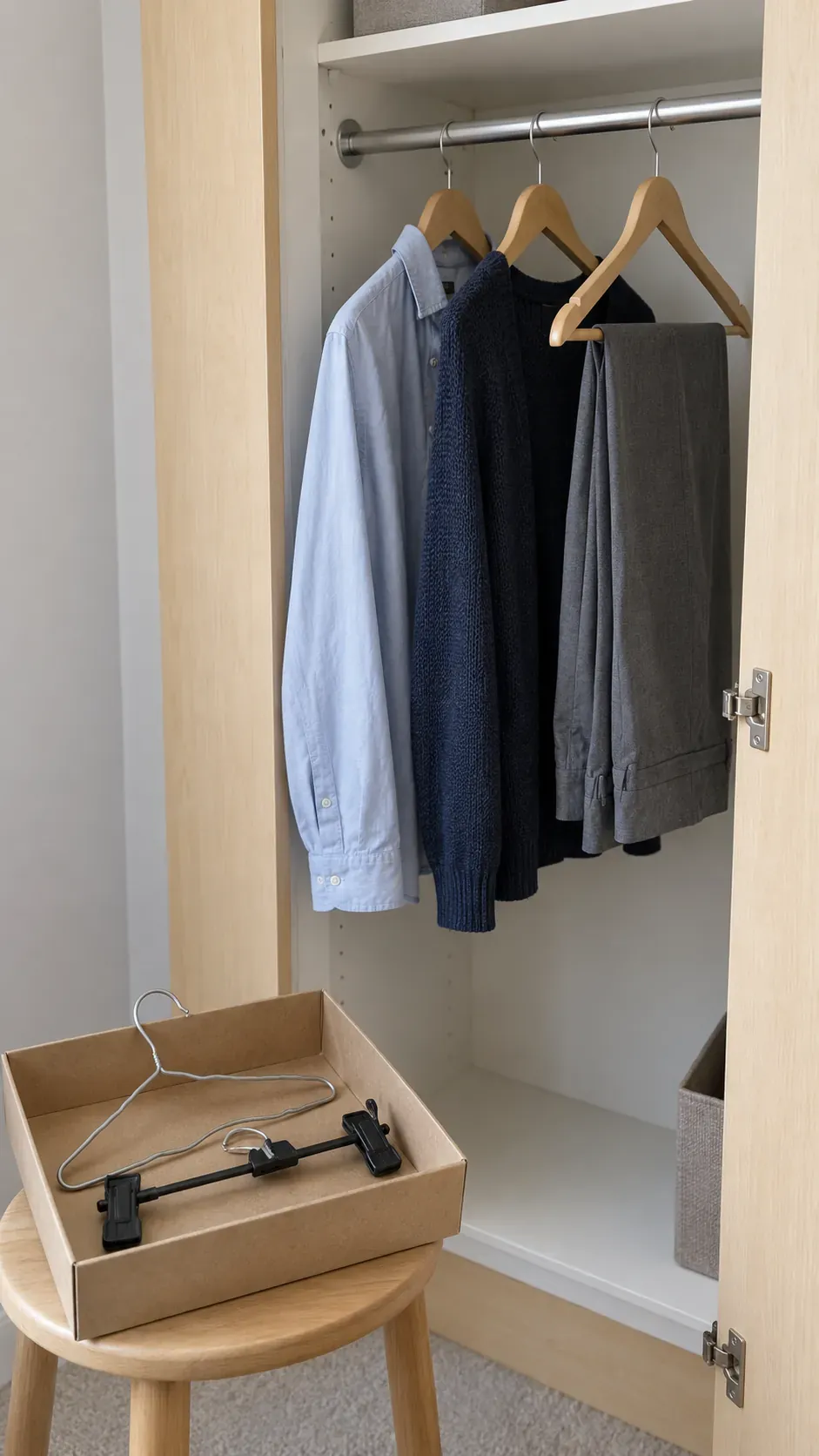 Hangers incompatible with your wardrobe during a small apartment reset