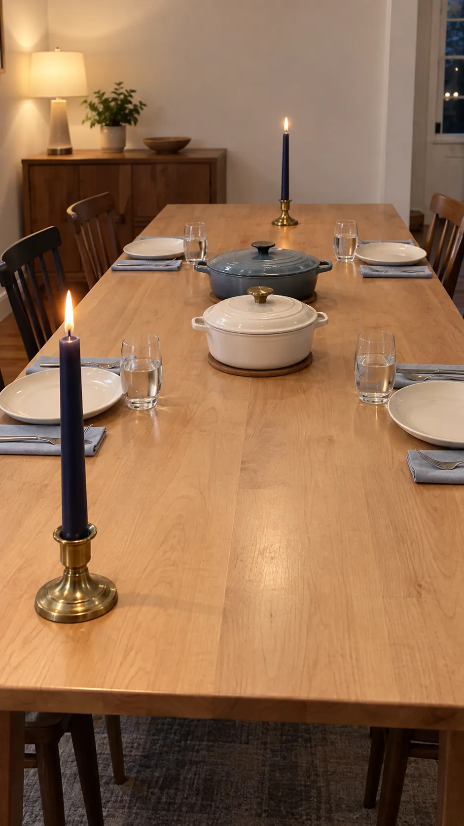 Dark Tapers at the Table Ends for a moody Thanksgiving tablescape
