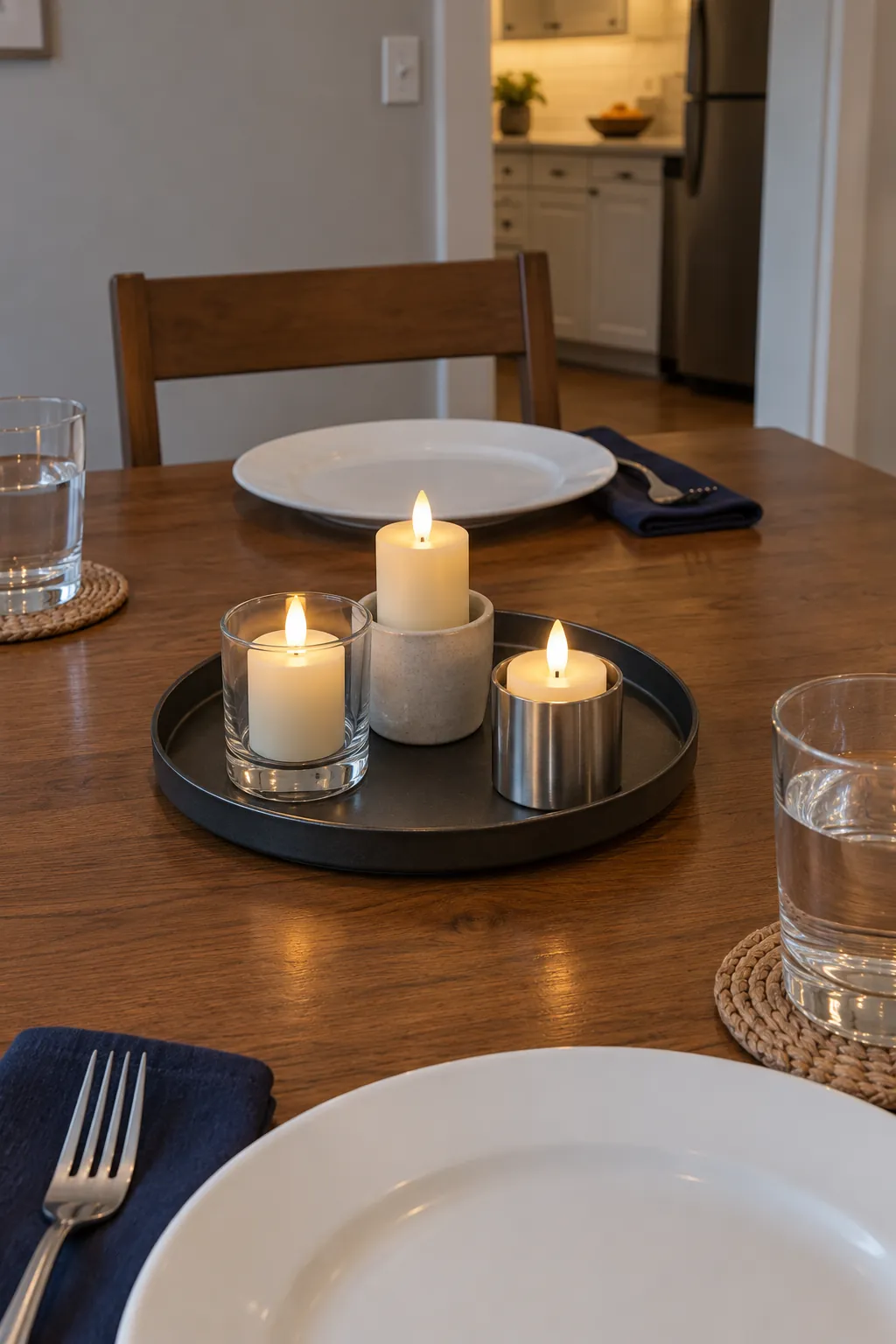 A Compact Cluster of Battery Candles for an elegant Thanksgiving tablescape