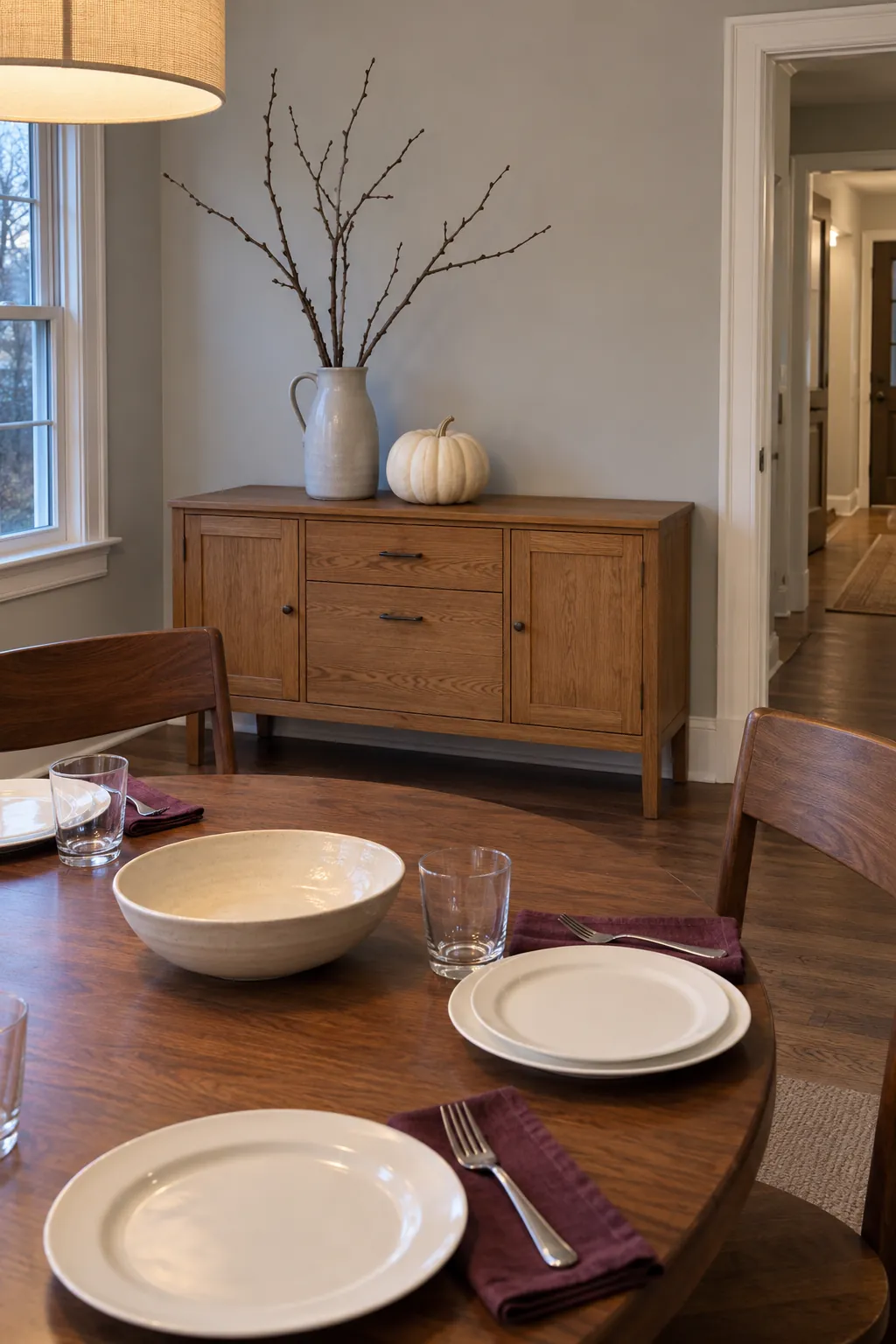 A Sideboard for Taller Decorations for an elegant Thanksgiving tablescape