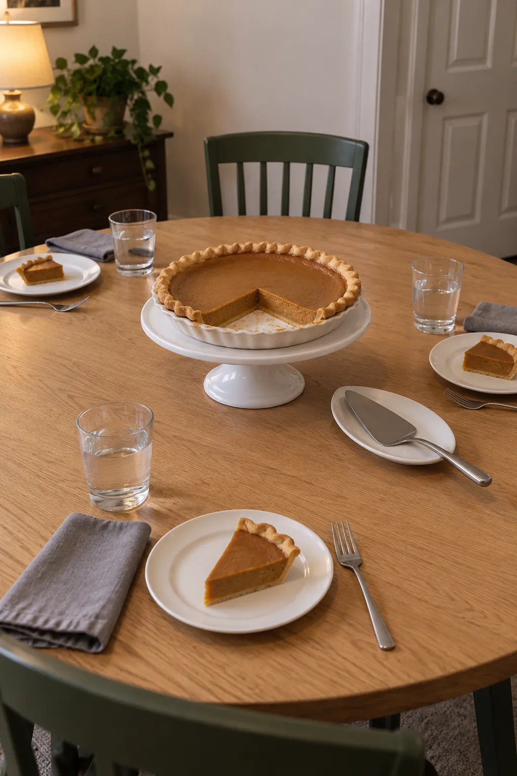 An Edited Setting for Dessert for an elegant Thanksgiving tablescape