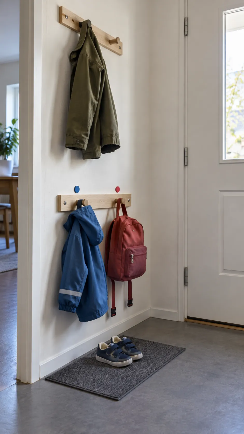 Adult and child coat hooks with separate reachable positions