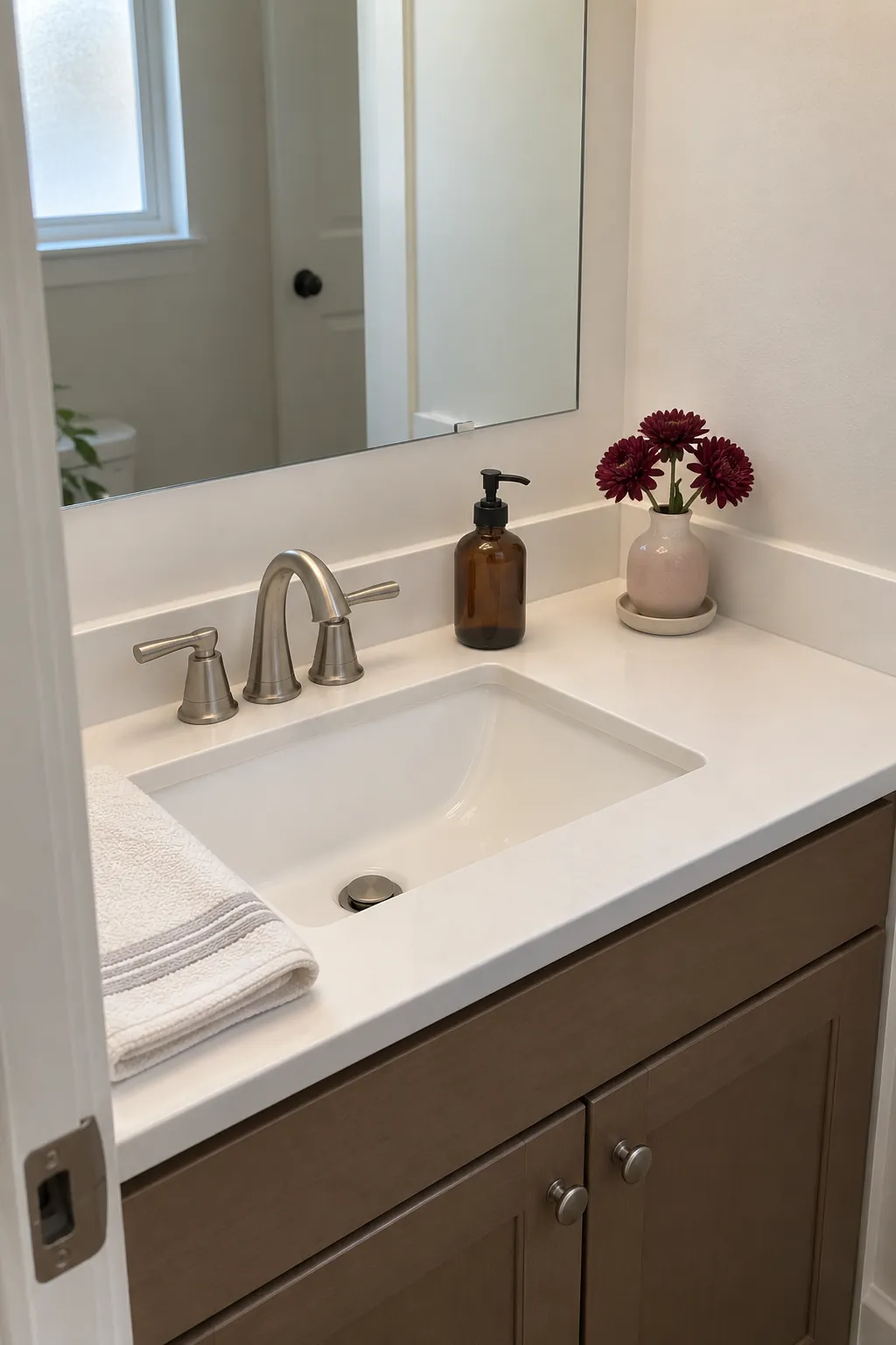 A Short Floral Accent in the Guest Bathroom Thanksgiving decor idea