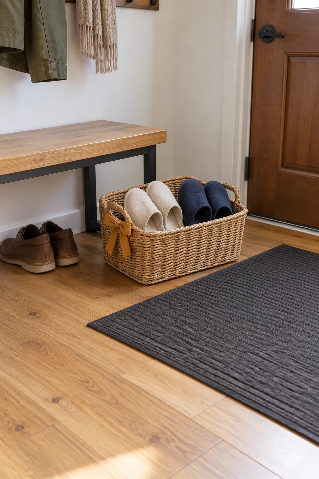 A Basket for Guest Slippers Thanksgiving decor idea