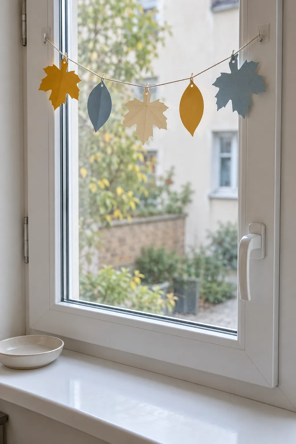 A Removable Window Leaf Strand Thanksgiving decor idea
