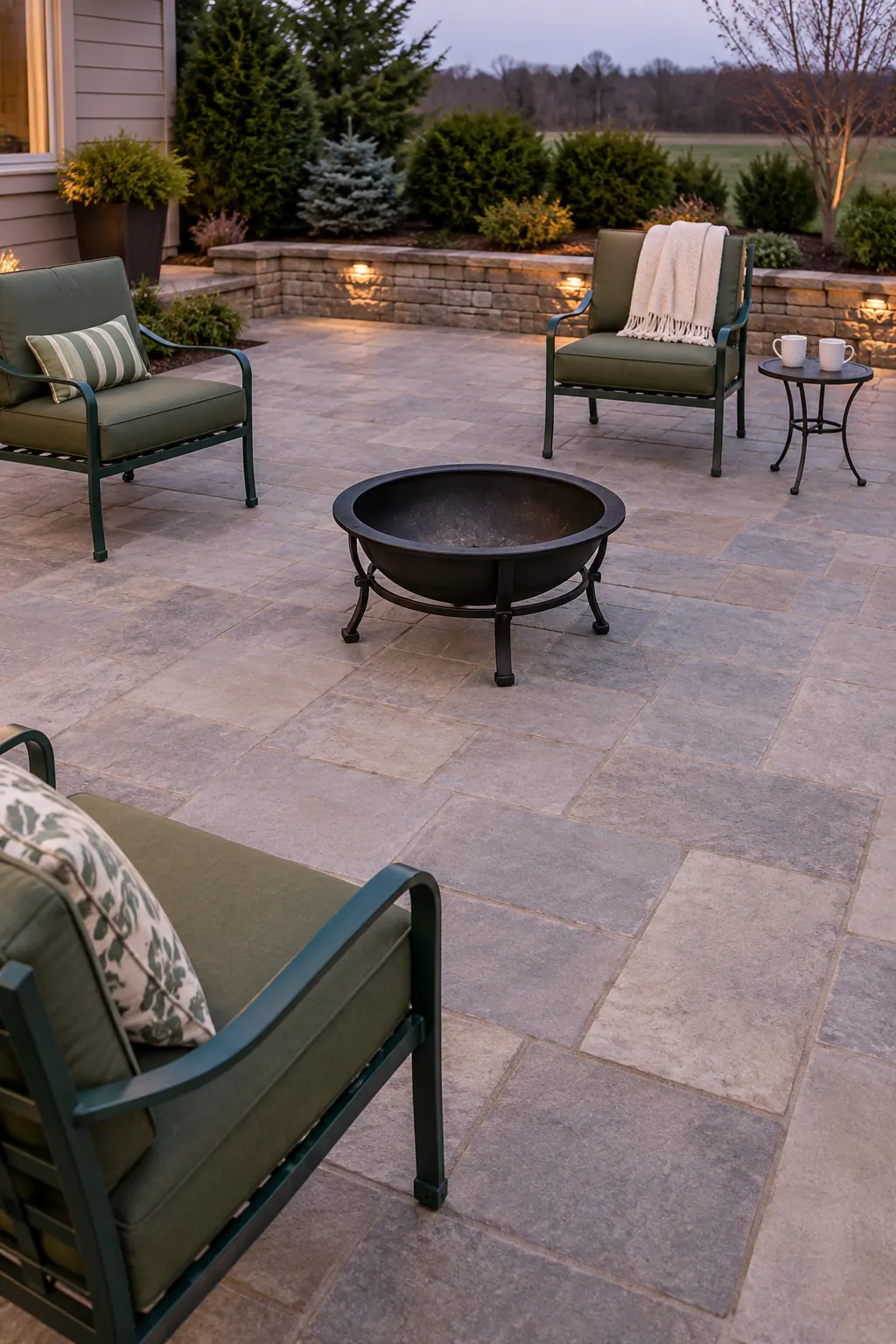 A Clear Fire Pit Area with Nearby Comfort outdoor Thanksgiving decoration