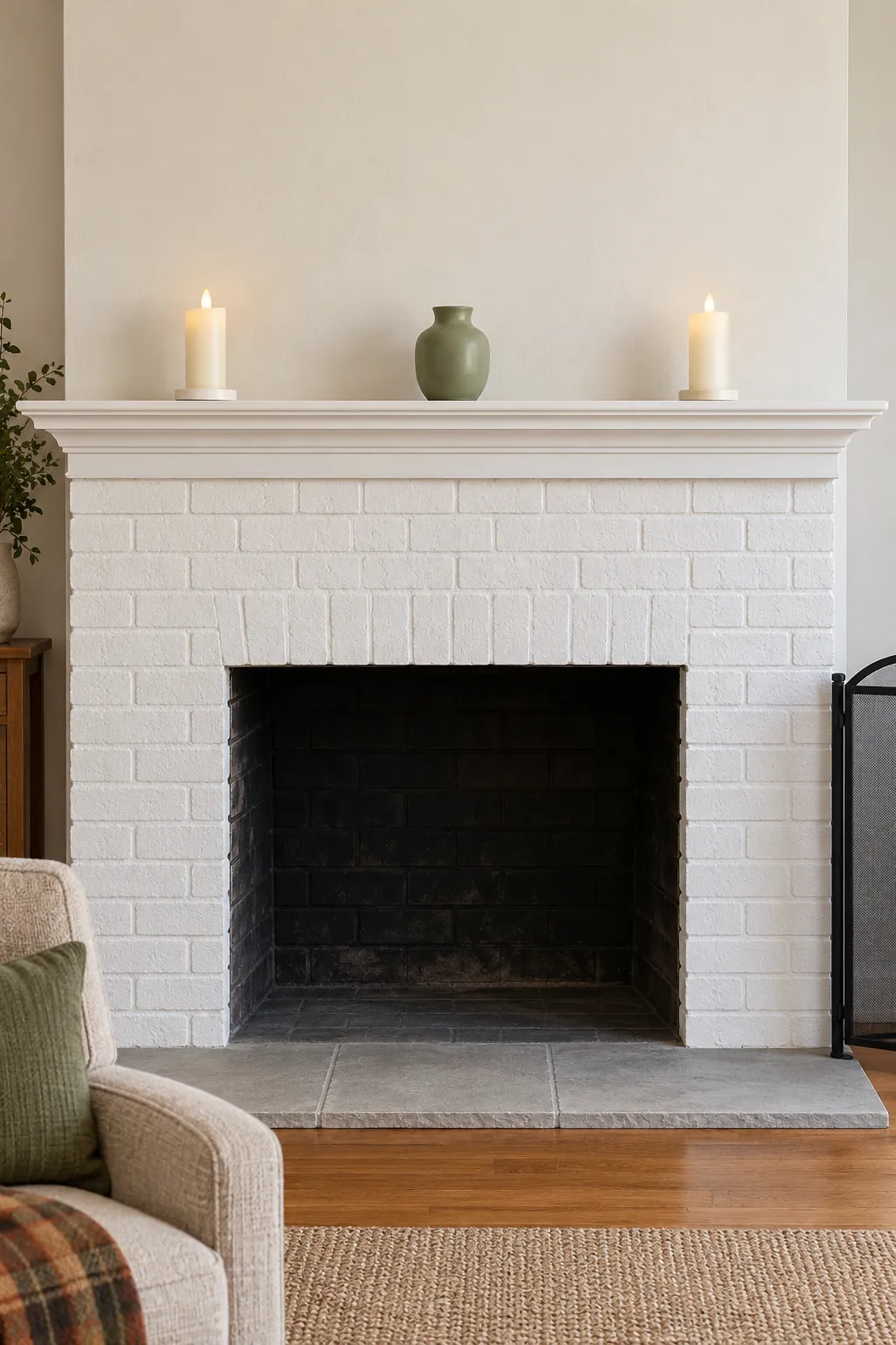 A Restrained Mantel on an Unused Fireplace Thanksgiving living room idea