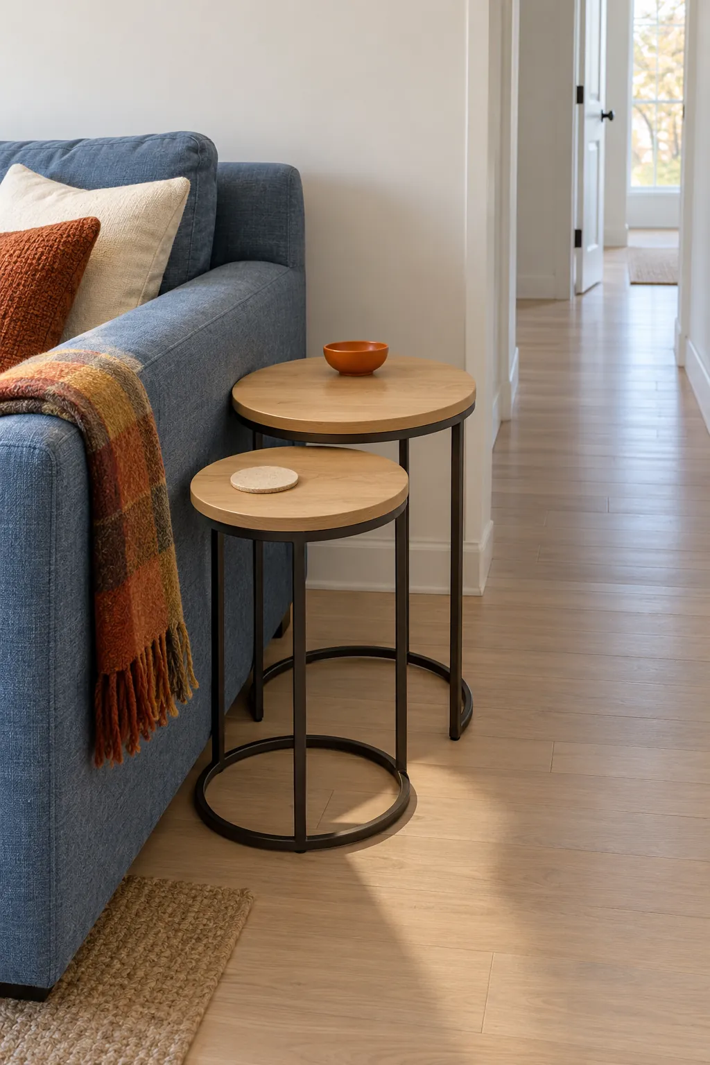 Nesting Tables for a Narrow Sofa End Thanksgiving living room idea