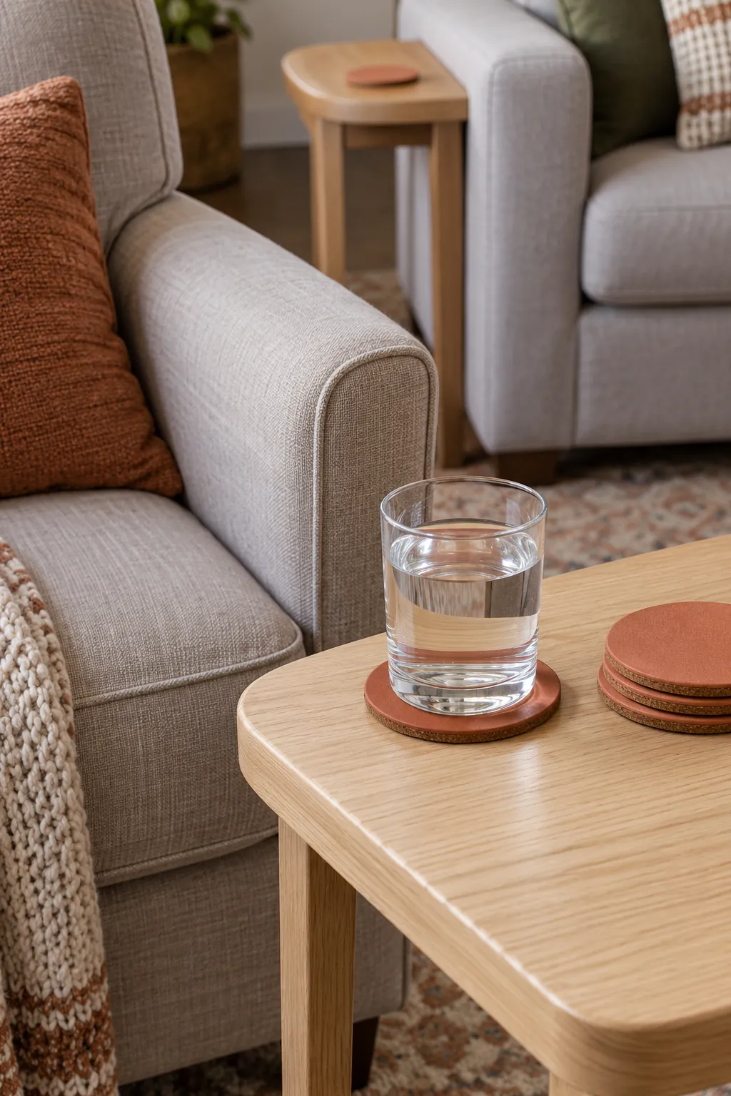 Coasters within Reach of Every Seat Thanksgiving living room idea