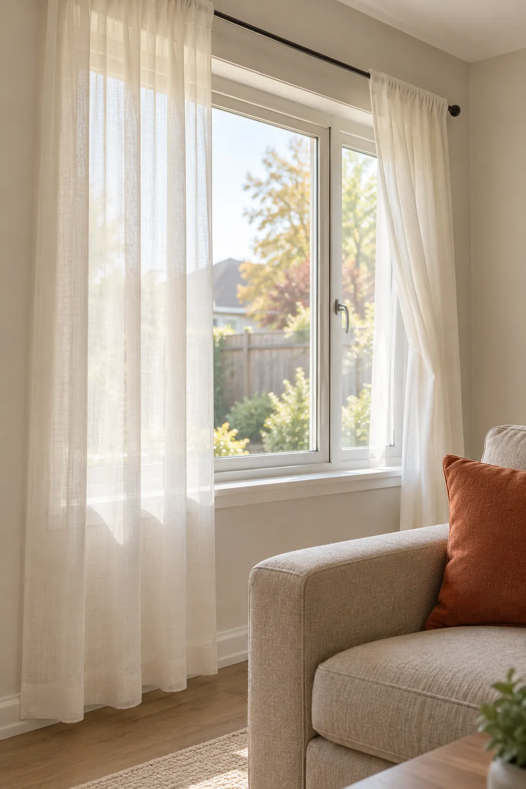 Sheer Panels for a Bright Afternoon Room Thanksgiving living room idea