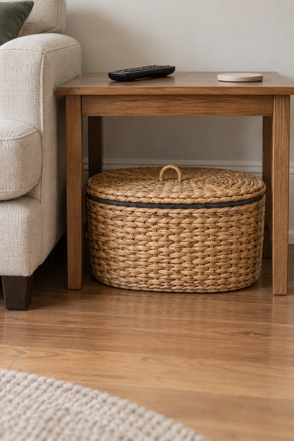 A Lidded Basket for Everyday Clutter Thanksgiving living room idea