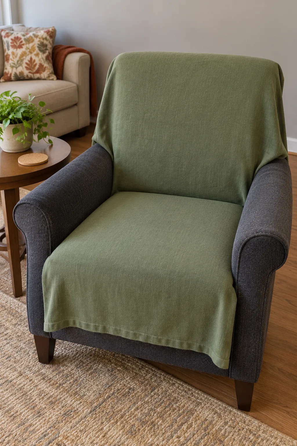 A Washable Throw for a Favorite Seat Thanksgiving living room idea