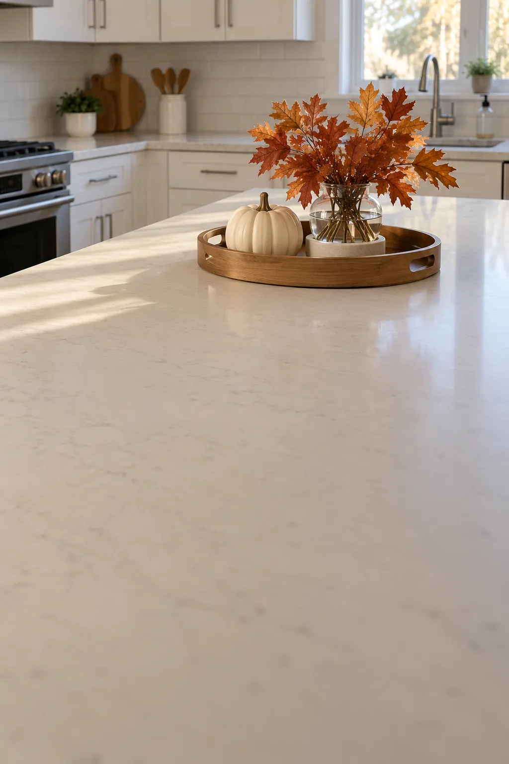A Low Centerpiece You Can Move Together for practical Thanksgiving kitchen decor