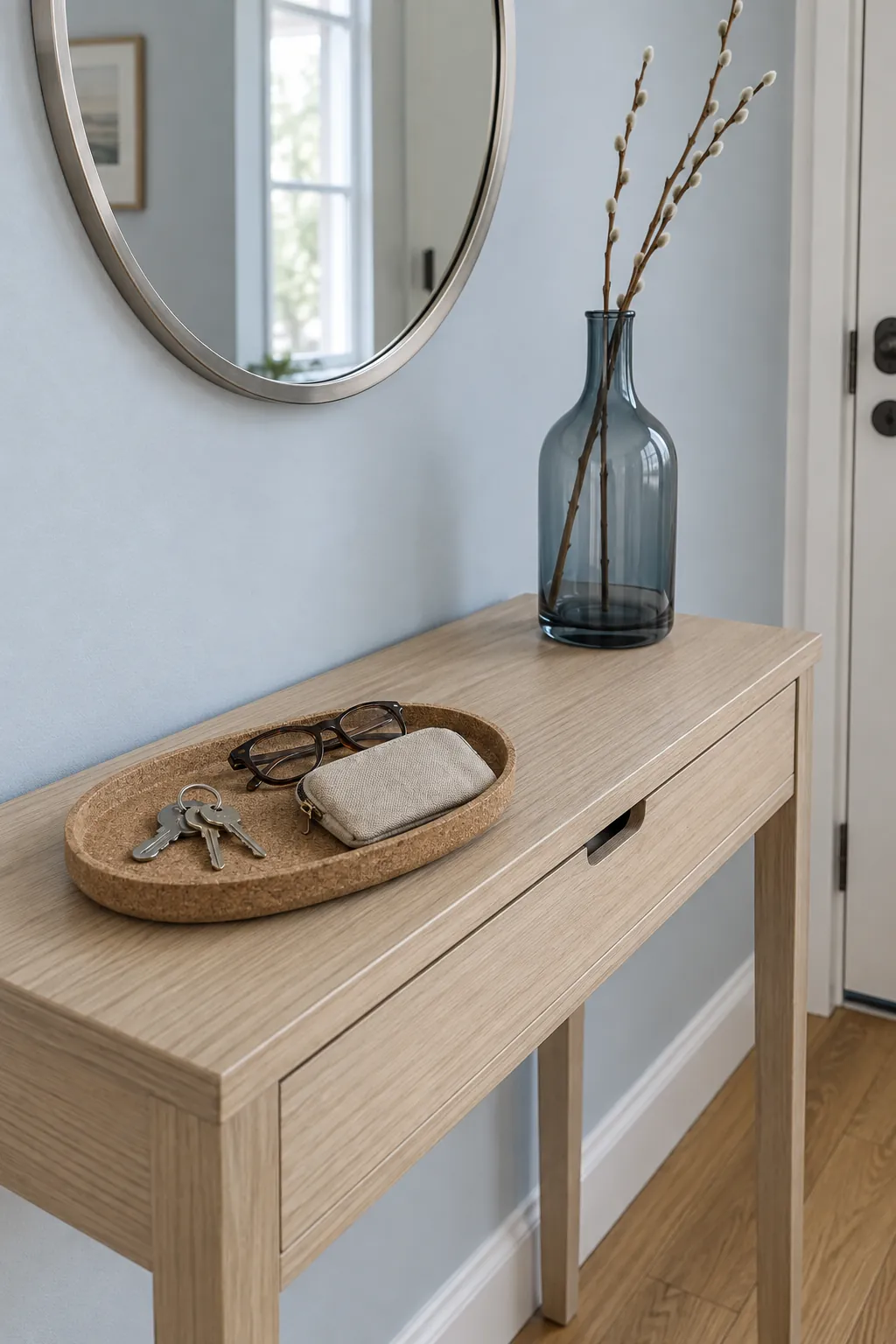 Use a low tray as the quiet counterweight