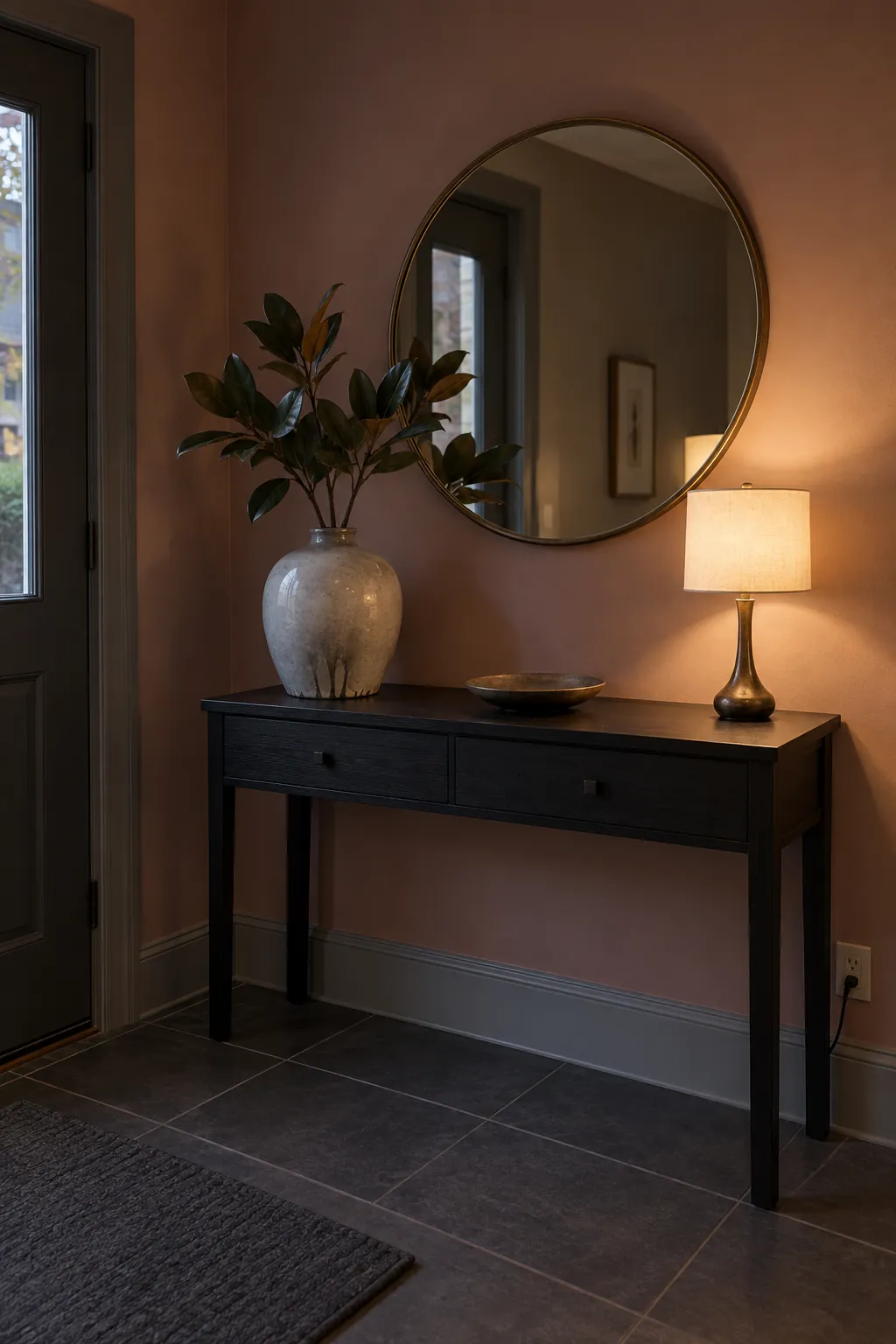 Let a small lamp balance a broad vase