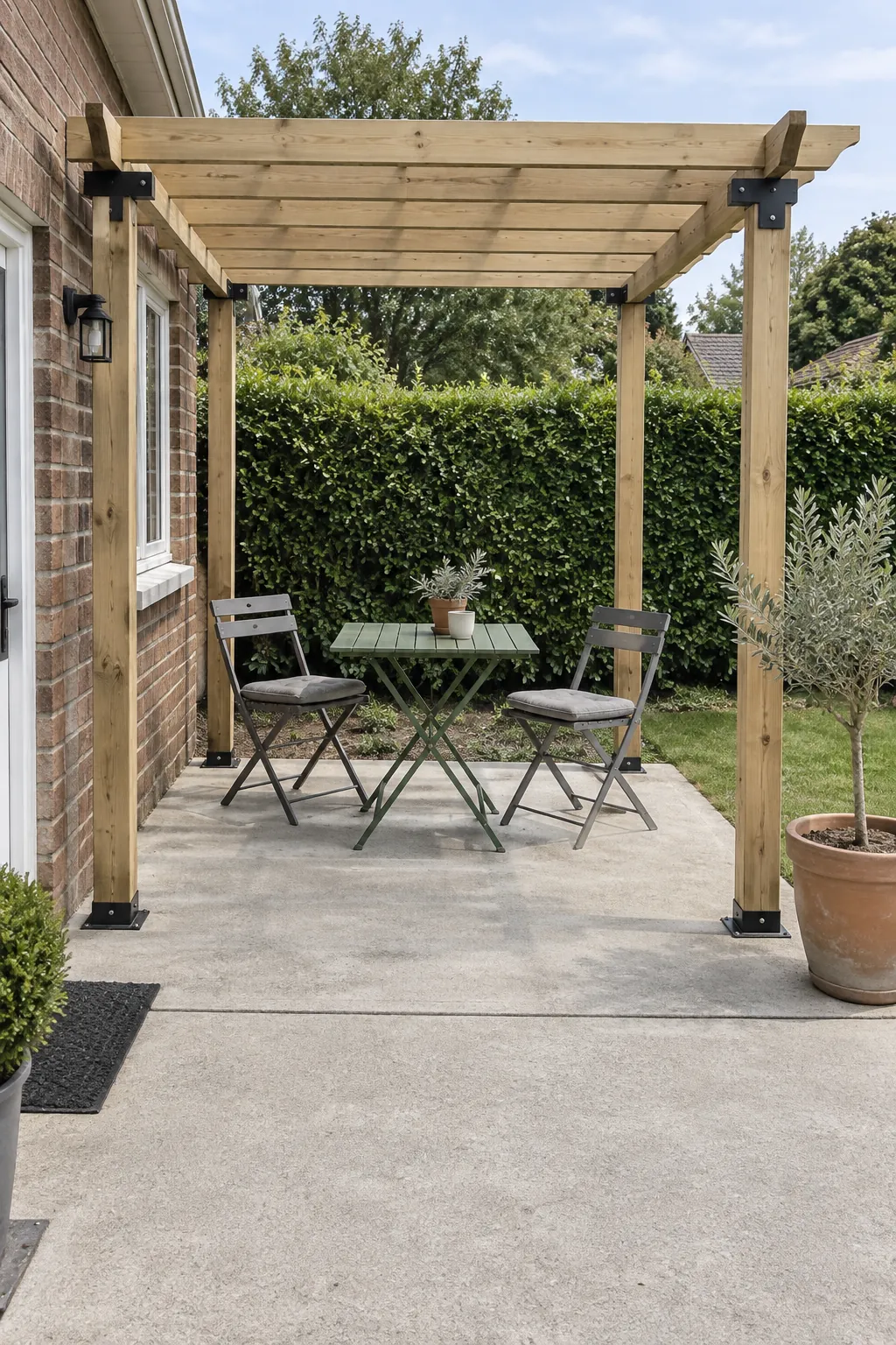 A simple kit with restrained accessories in a small outdoor space
