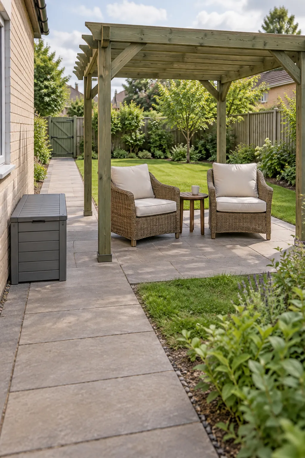 A quiet nook sized around everyday use in a small outdoor space
