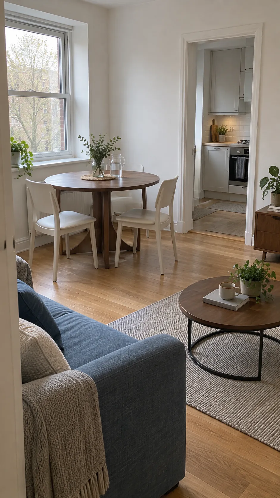 Small living room with a dining table beside the sitting area
