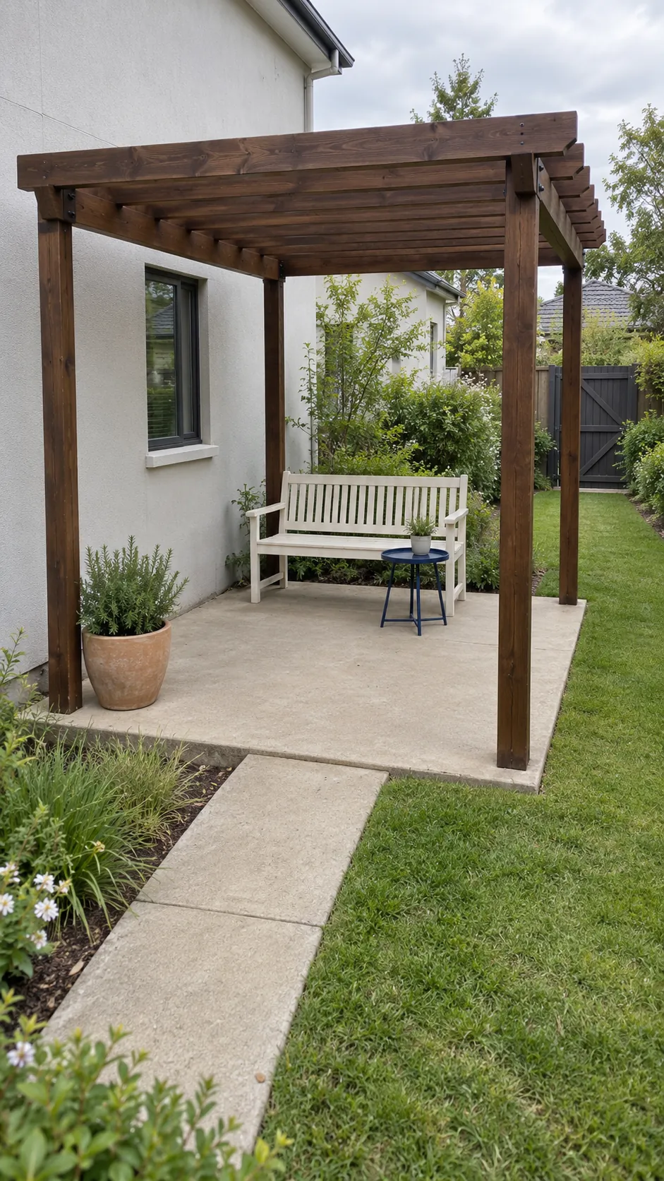 Budget for the complete usable area for a practical backyard pergola