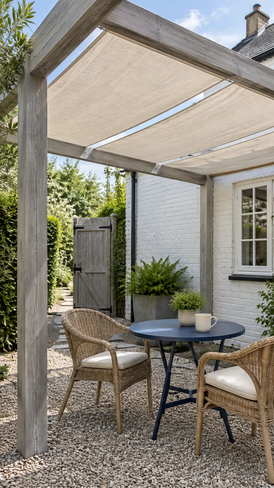 Match the cover to the weather you need to manage for a practical backyard pergola