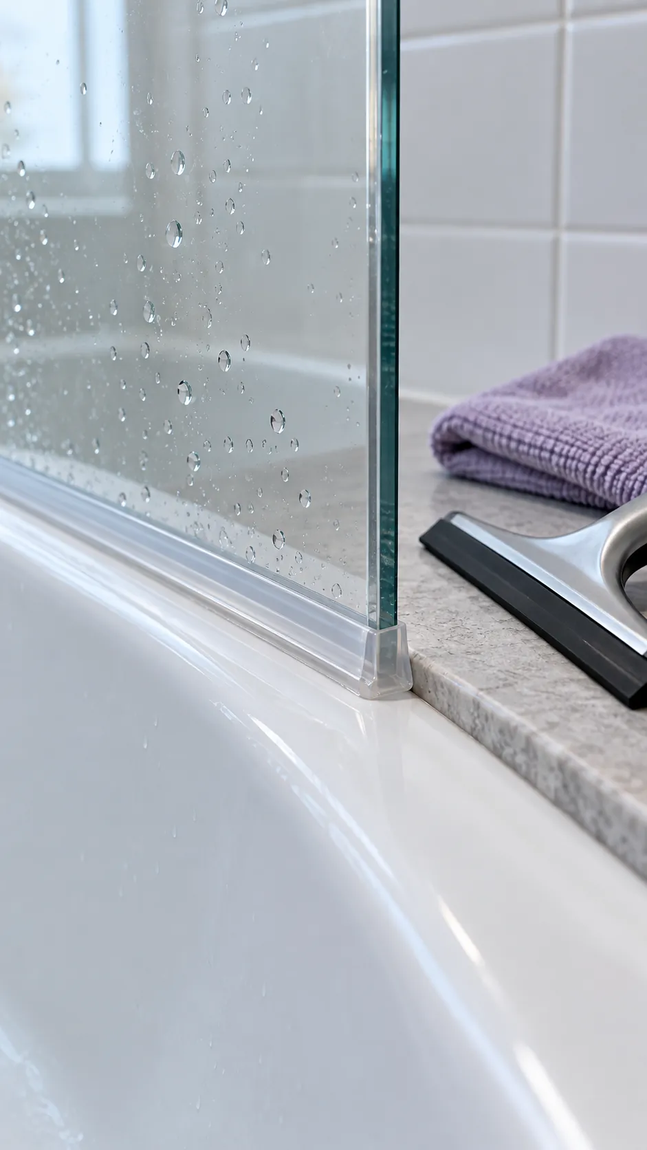 Glass shower screen seal and cleaning tools