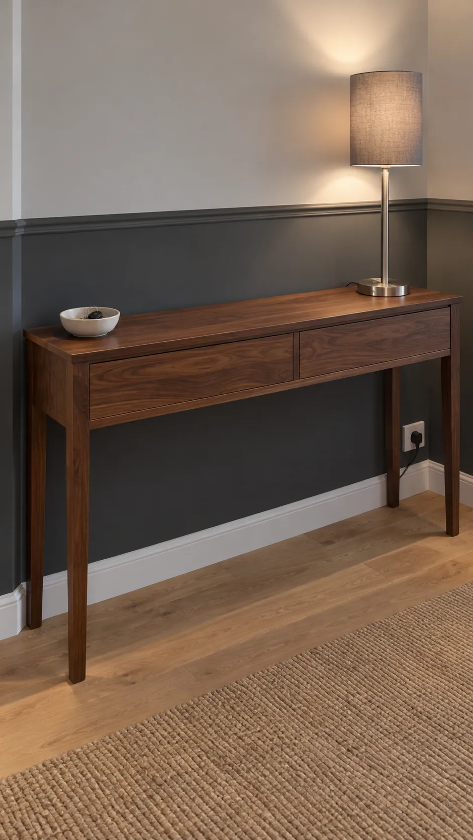 Give the Lamp a Stable Position Near One End for single lamp entryway styling