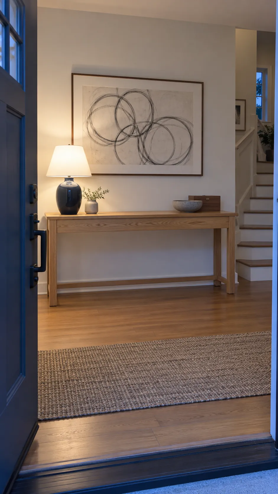 Judge the Whole Console from the Doorway for single lamp entryway styling
