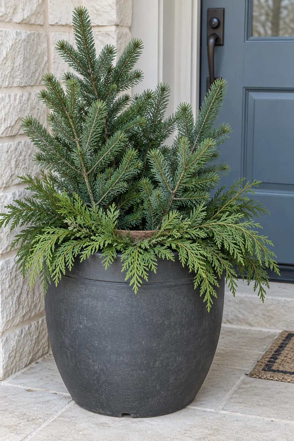 Change the Planter Insert Rather Than the Whole Container during a fall to winter porch transition