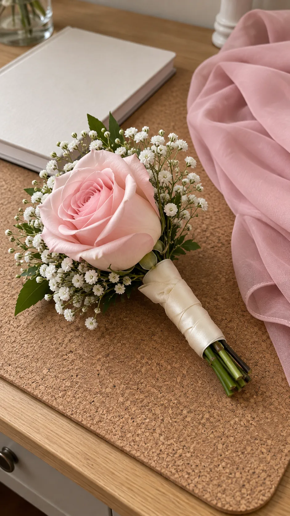One Statement Rose With Light Filler in a homecoming flower bouquet