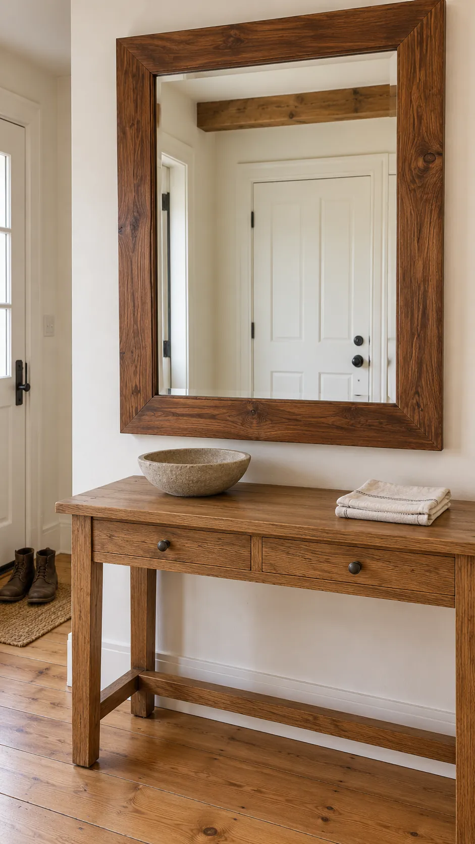 Restore the warmth of a wooden surround on an existing entryway mirror