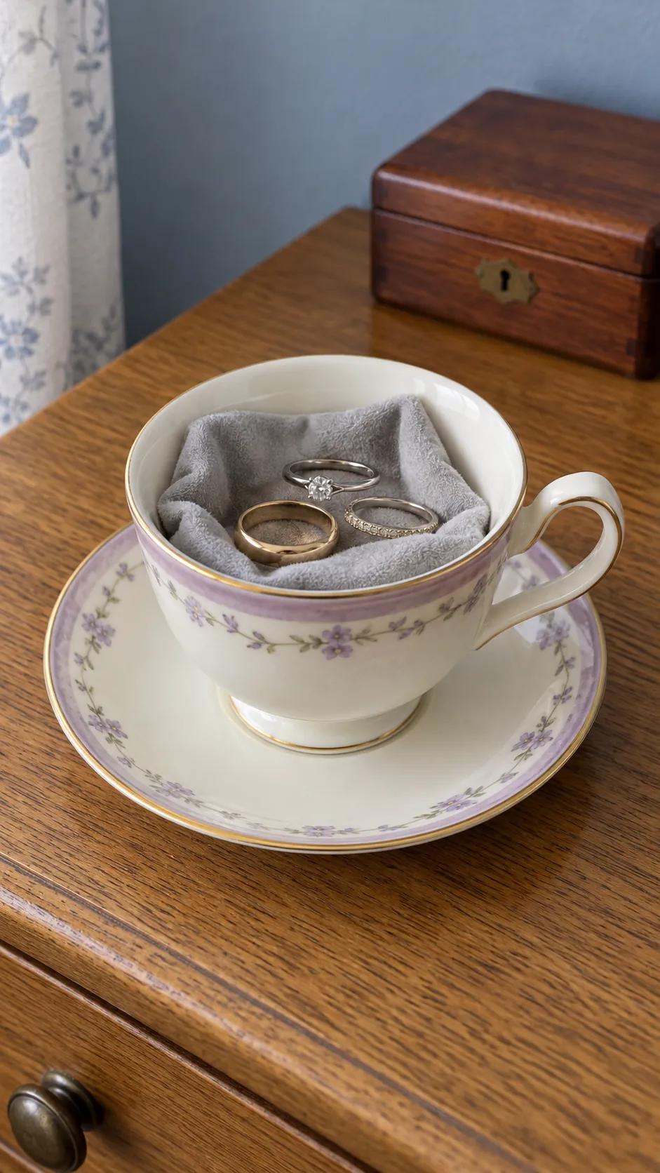 Use a lined cup for a few rings with inherited teacups
