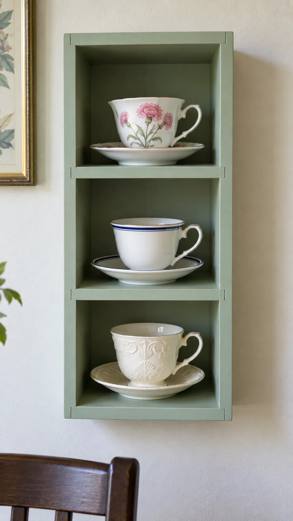 Let cups occupy separate cubbies with inherited teacups