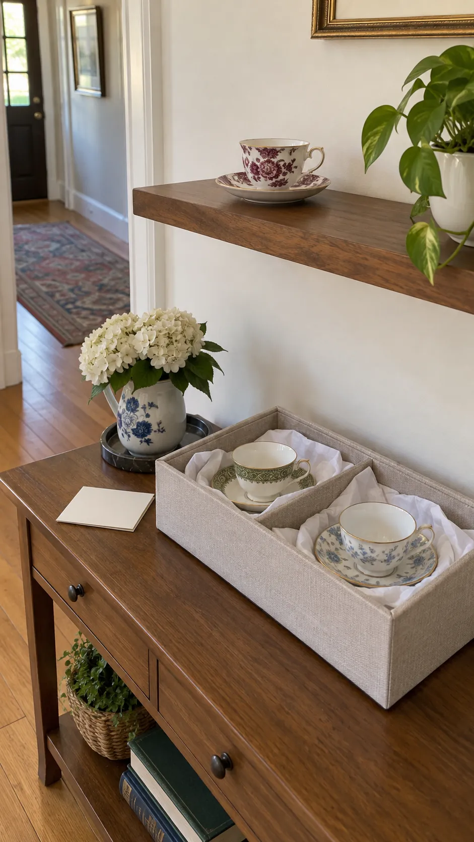 Rotate a small collection through one safe spot with inherited teacups