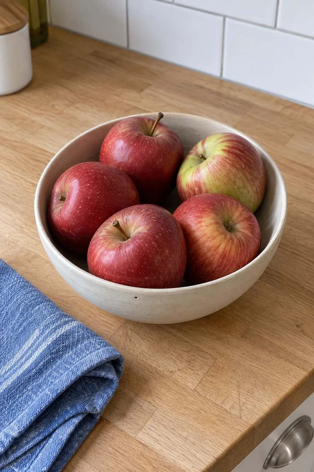 A bowl of red apples in a natural Christmas home