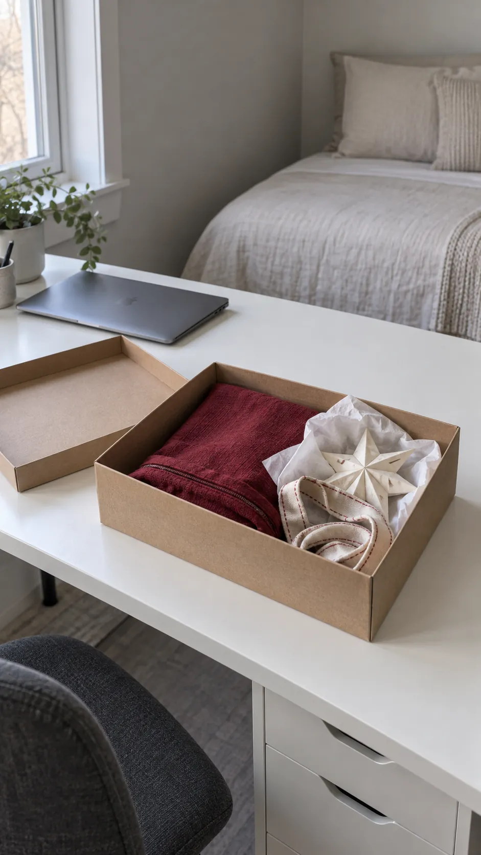 Store the seasonal changes together in a practical Christmas guest bedroom